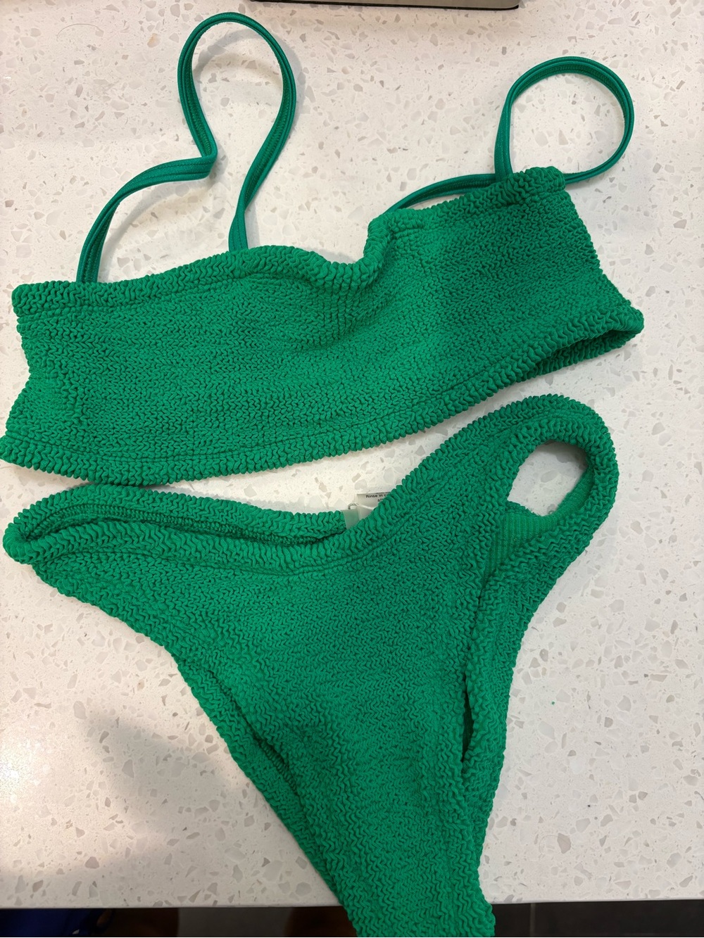 Hunza G - Green Textured Two-Piece Swim Set